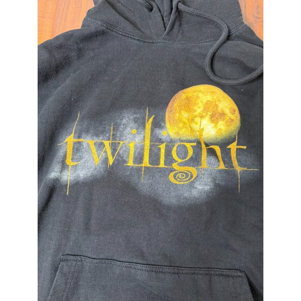 Twilight Saga Unisex SZ M Hoodie Black Double Sided Graphic Cullen Edward Y2K - Picture 2 of 8